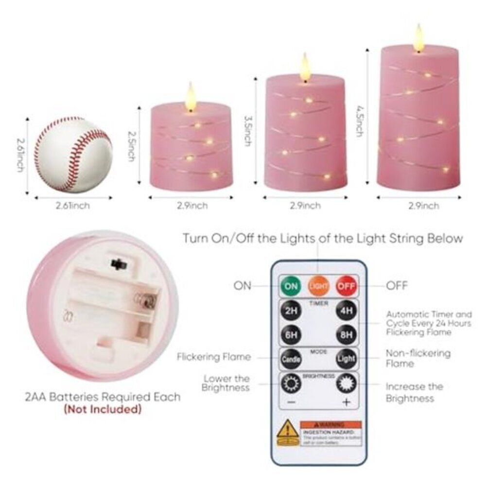 Battery Operated LED Candles Remote Timer Set - Picture 6 of 7